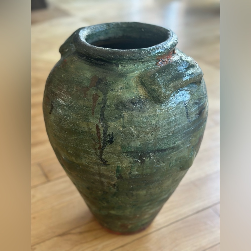 Rustic Green Ceramic Vase